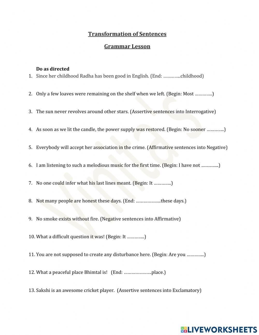 Transformation Free Interactive Worksheets 1228985