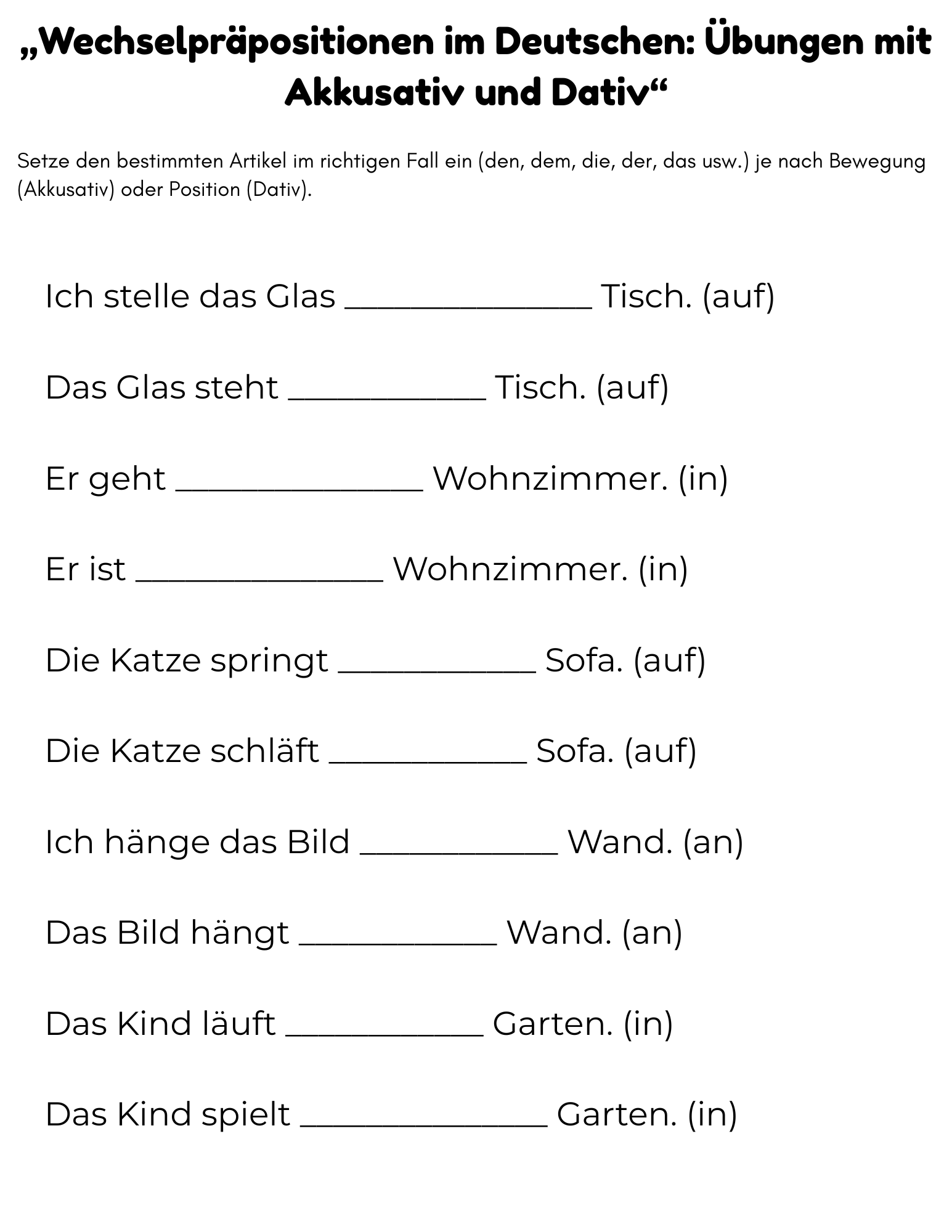 Two Way Prepositions German Exercises Teaching Resources Two Way Prepositions German Exercises Teaching Resources