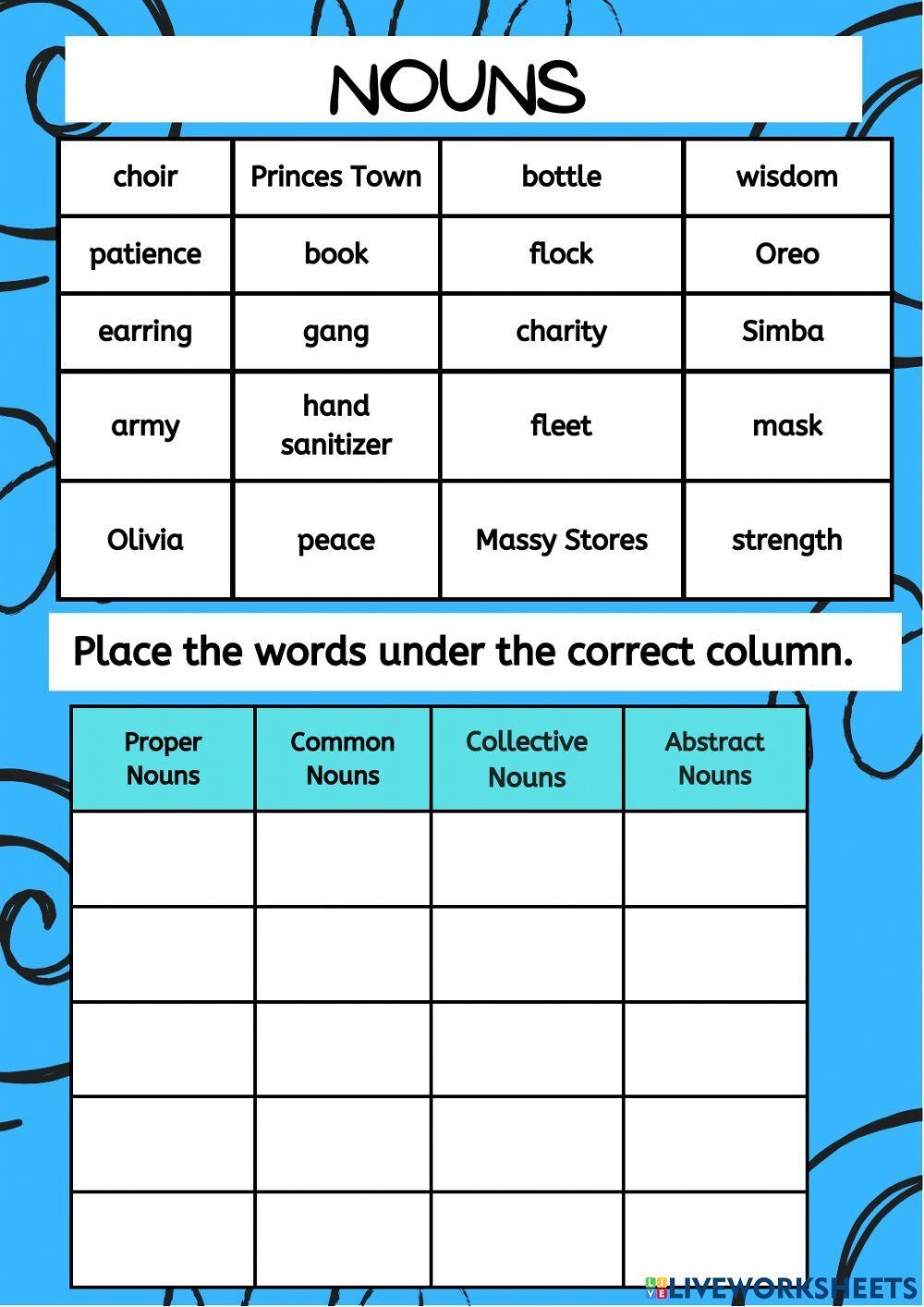 High School Grammar Worksheets Nouns