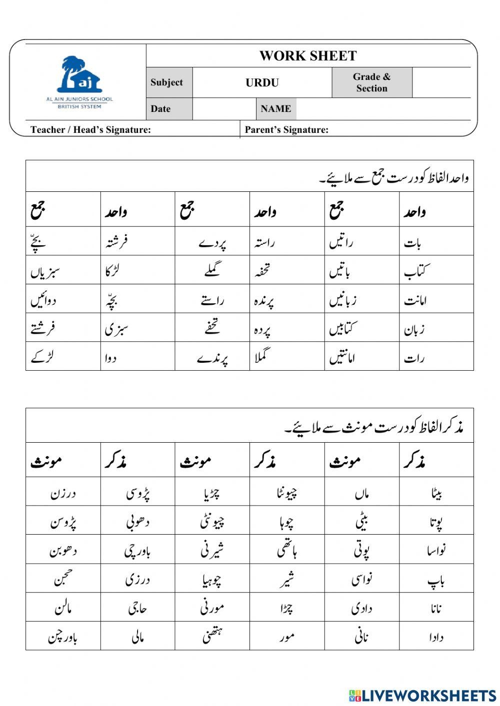 URDU GRAMMAR WO Free Interactive Worksheets 2588082 URDU GRAMMAR WO Free Interactive Worksheets 2588082