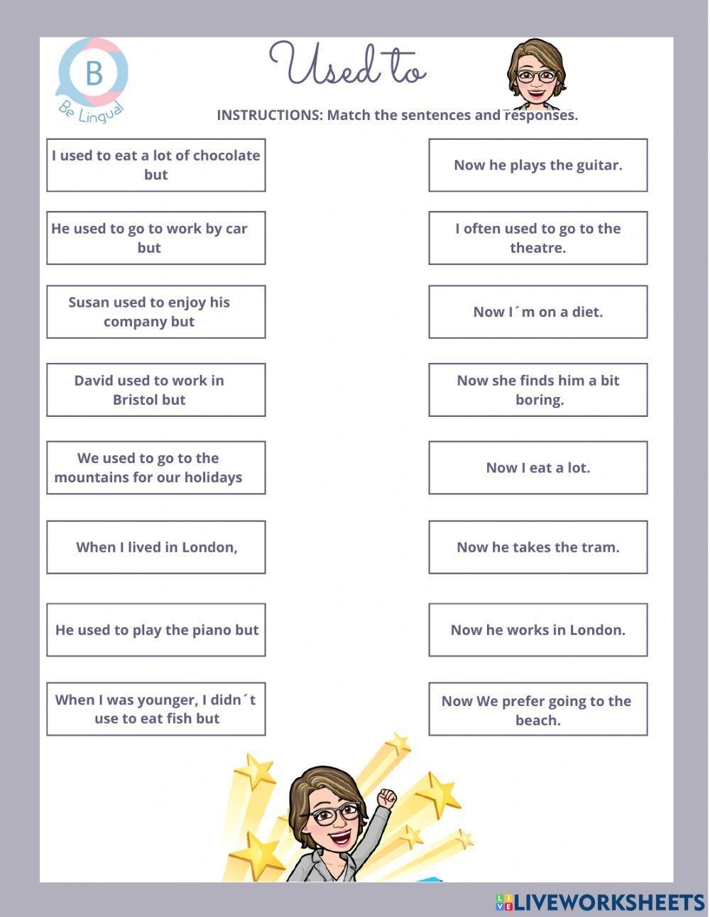 Grammar Worksheet Used To