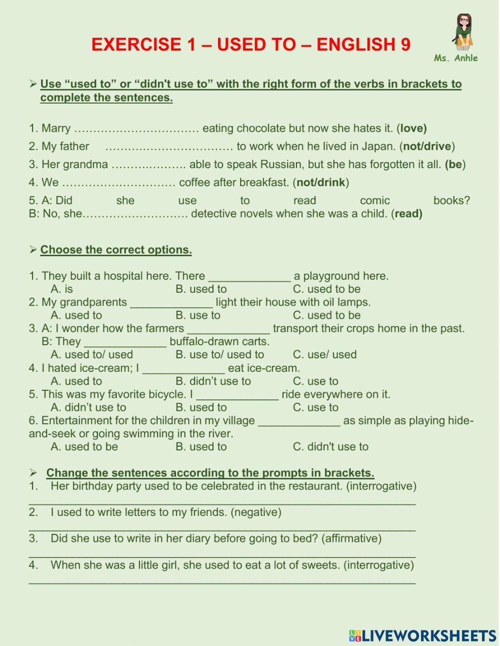 Used To Free Interactive Worksheets 1695023 Used To Free Interactive Worksheets 1695023