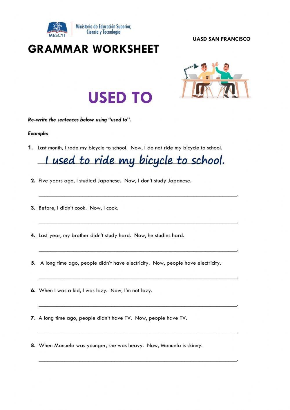 Used To Free Interactive Worksheets 305470 Used To Free Interactive Worksheets 305470