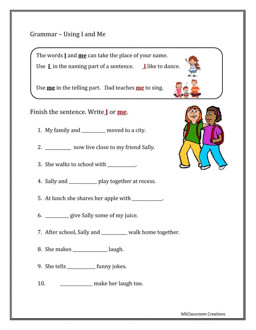 Using I And Me Free Interactive Worksheets 200994 Using I And Me Free Interactive Worksheets 200994