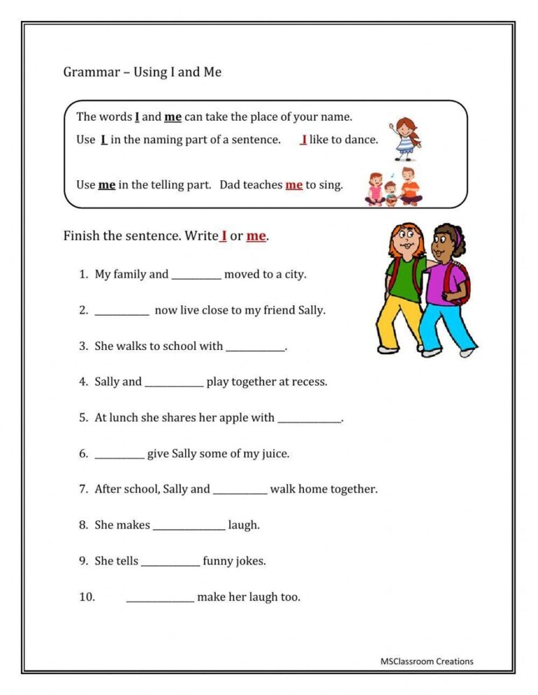 Using I And Me Free Interactive Worksheets 200994