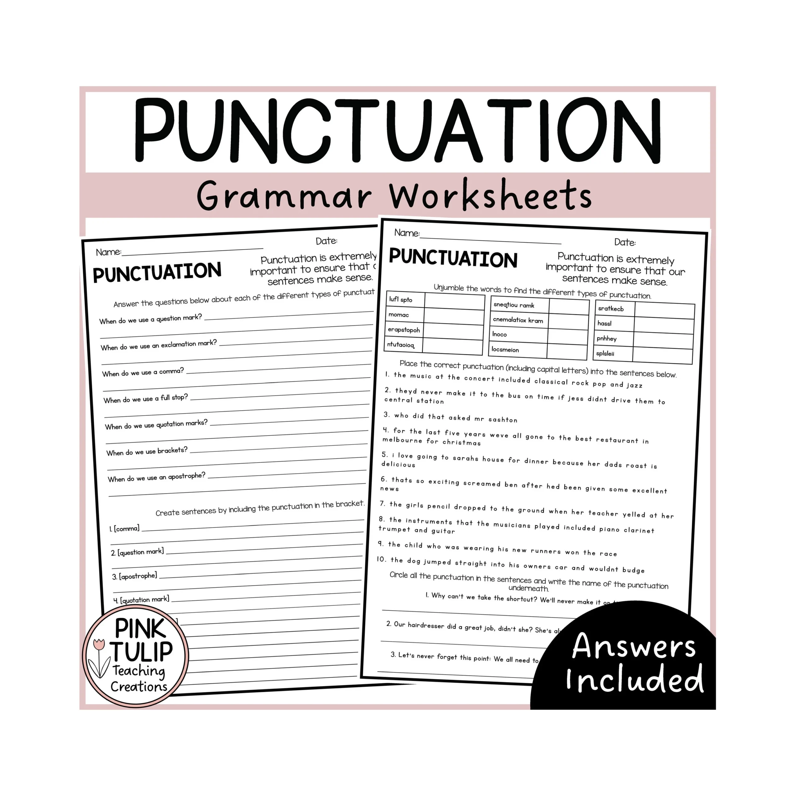 Using Punctuation Grammar Worksheets No Prep Printables Etsy Using Punctuation Grammar Worksheets No Prep Printables Etsy