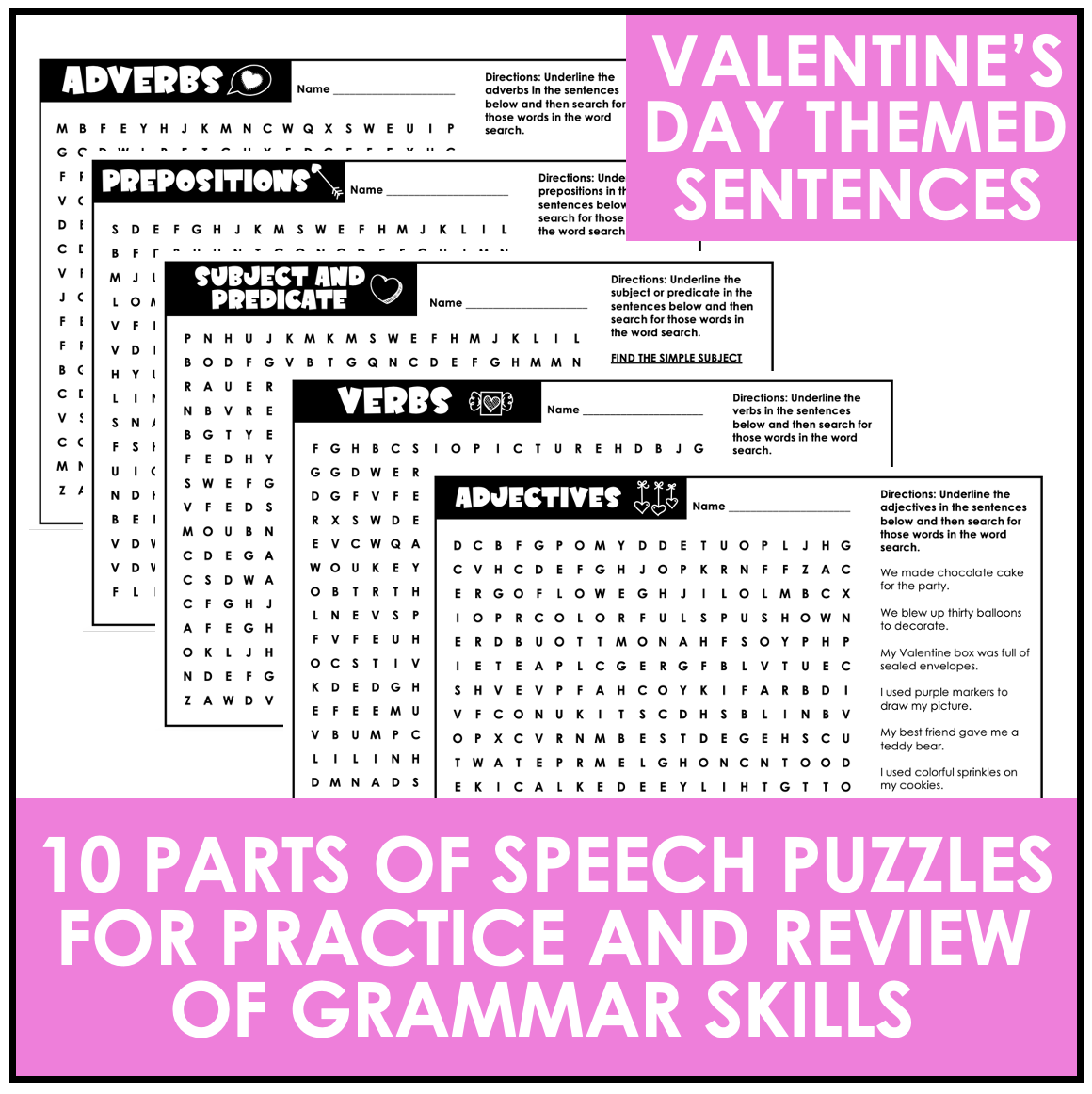 Valentine s Day Activity Word Search Grammar Practice Digital Or Print Made By Teachers