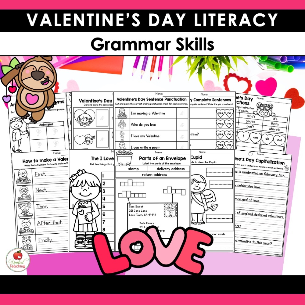 Valentine s Day Literacy Activities 1st Grade Packet United Teaching