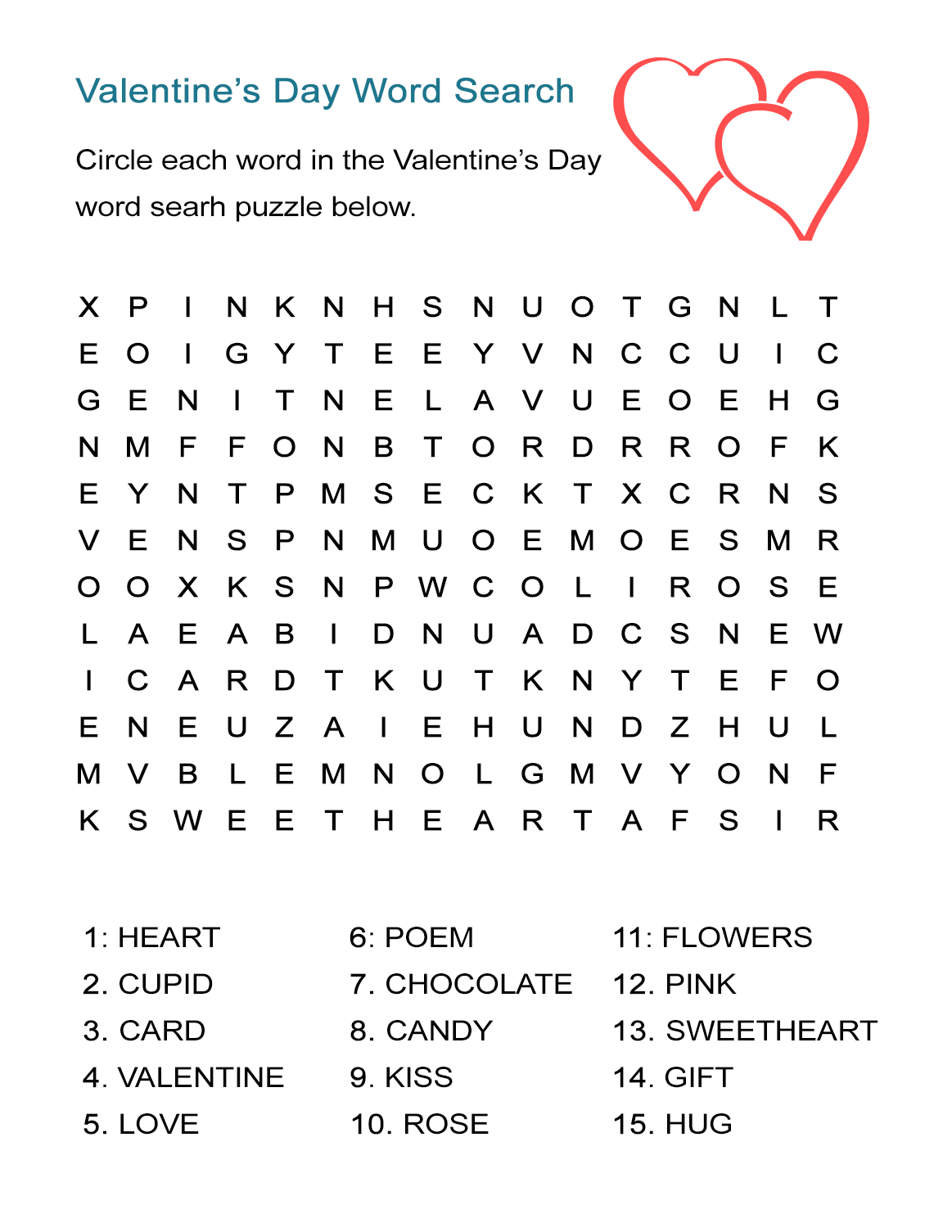 Valentine Grammar Worksheets