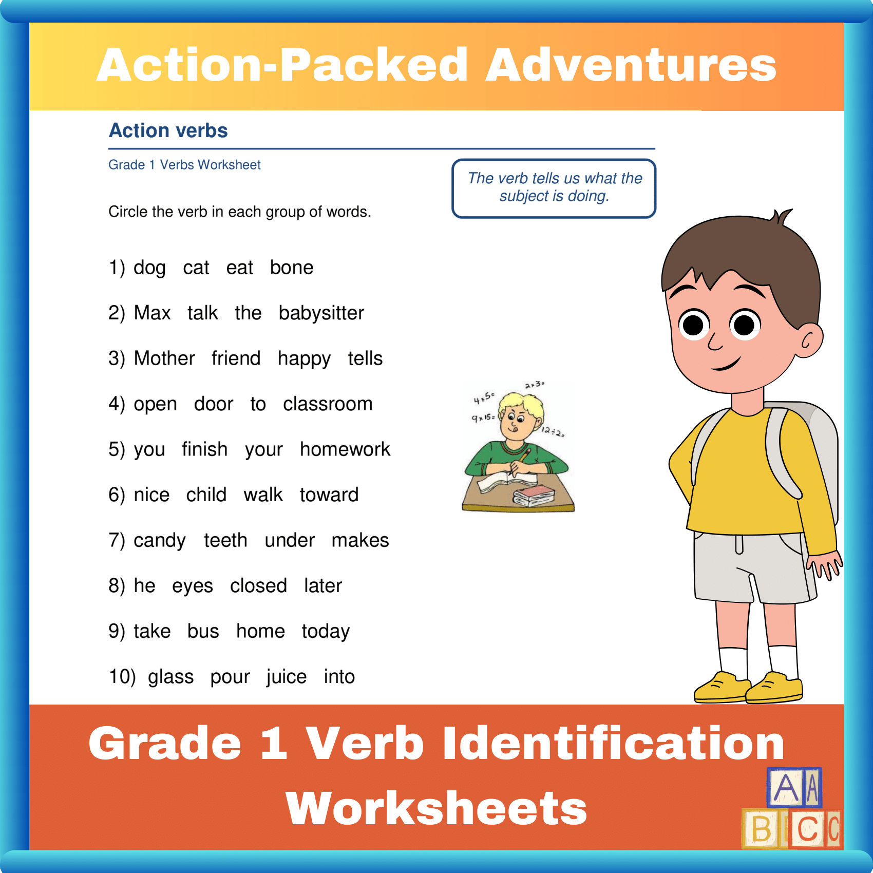 Verb Adventures A Grammar Journey For Grade 1 Made By Teachers Verb Adventures A Grammar Journey For Grade 1 Made By Teachers