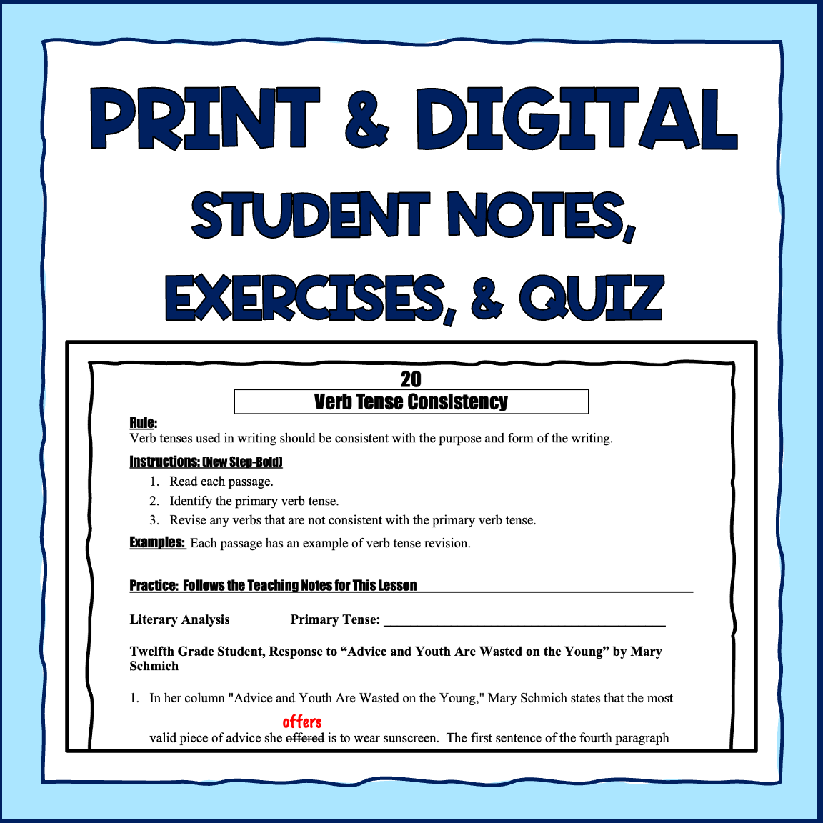 Verb Tense Consistency Or Shift English Grammar Lesson 20 Print Digital Made By Teachers Verb Tense Consistency Or Shift English Grammar Lesson 20 Print Digital Made By Teachers