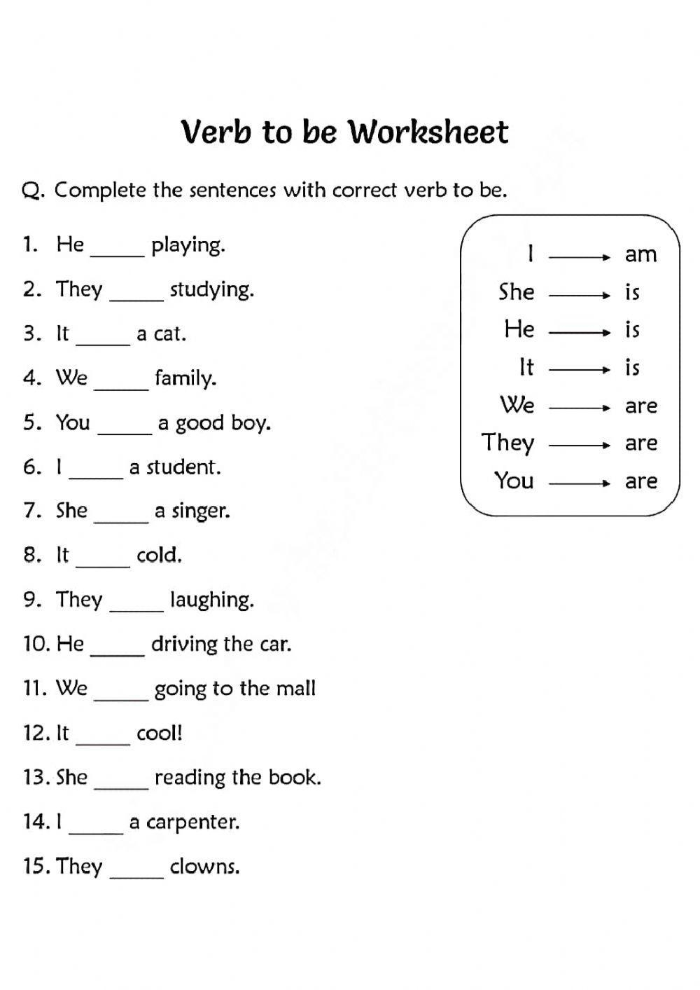 VERB TO BE IS Free Interactive Worksheets 382360