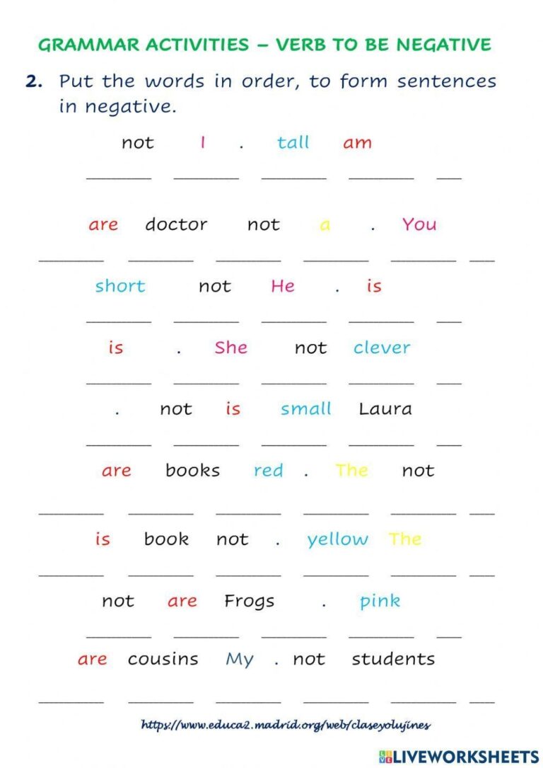 Verb To Be Ne Free Interactive Worksheets 1398625