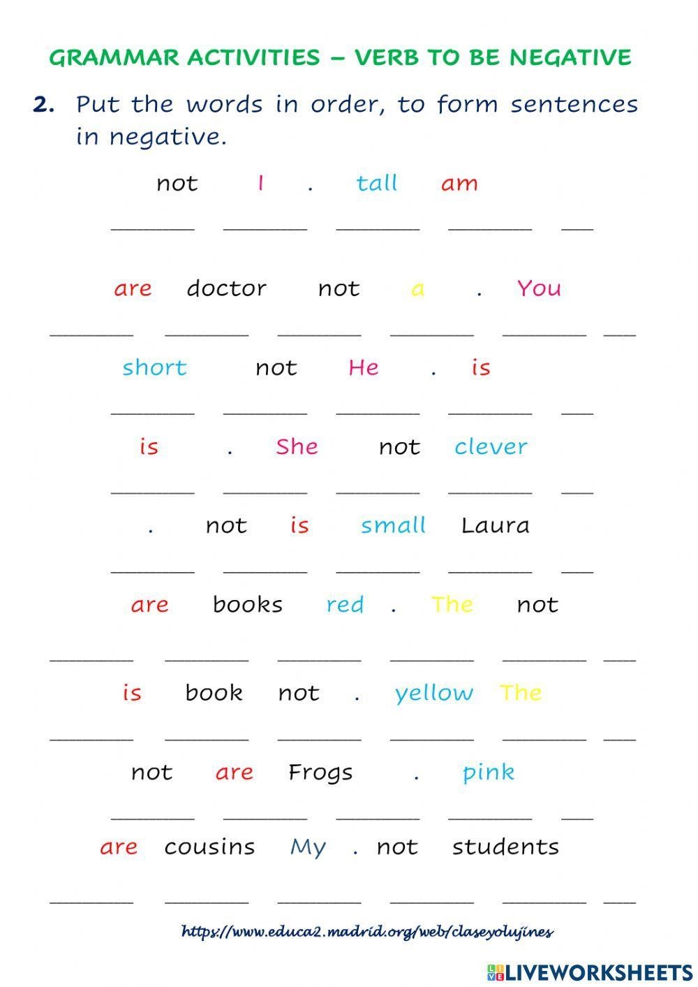 Verb To Be Ne Free Interactive Worksheets 1398625