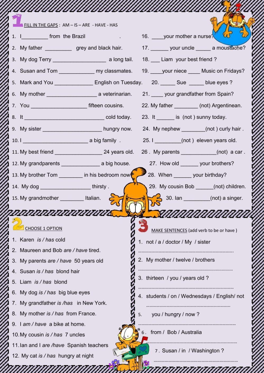 Grammar Worksheets Verb To Be