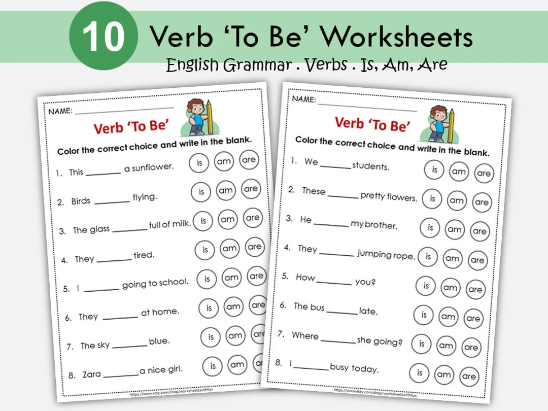 Verb To Be Worksheets Grammar Curriculum PDF Printable Etsy