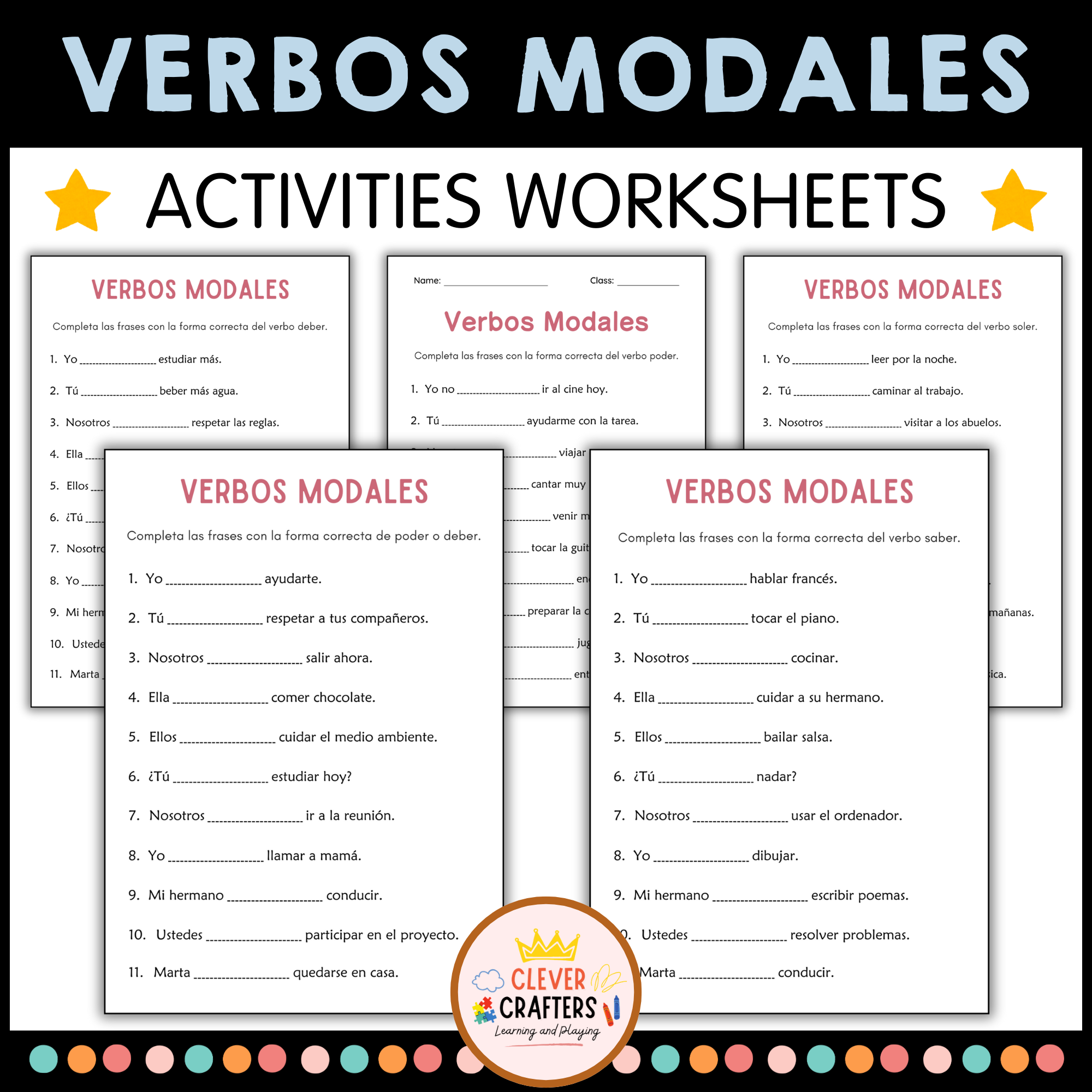 Verbos Modales Modal Verbs Grammar Activities Worksheets In Spanish Made By Teachers