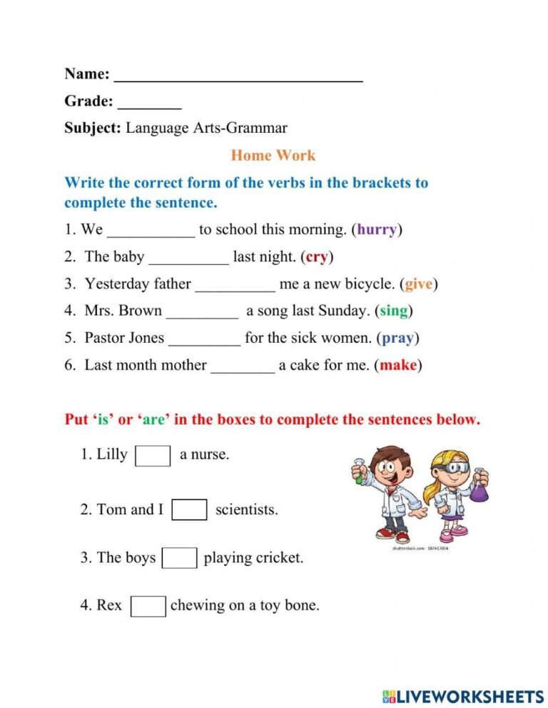 Verbs Free Interactive Worksheets 1071110