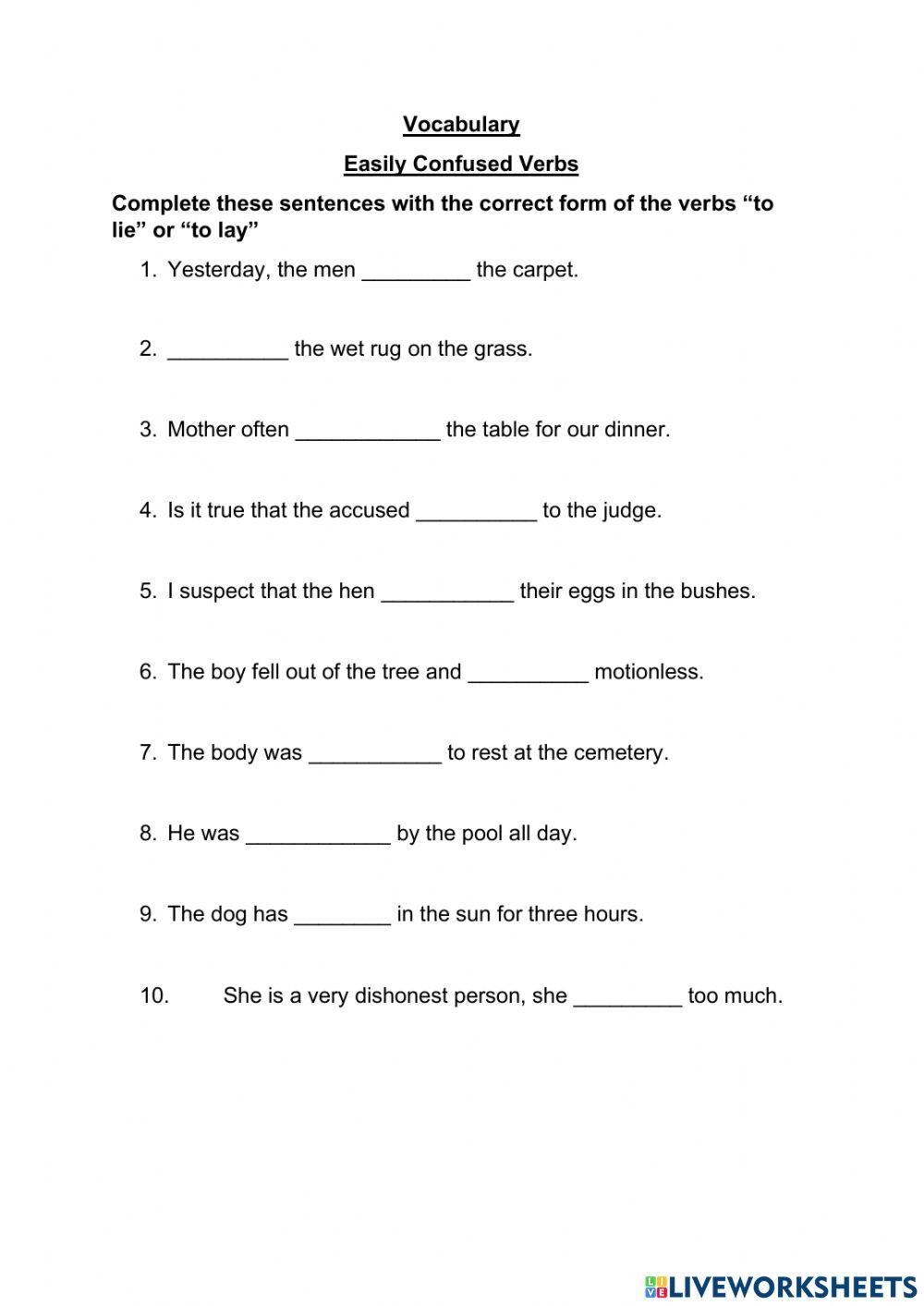 Verbs To Lie Free Interactive Worksheets 1526093 Verbs To Lie Free Interactive Worksheets 1526093