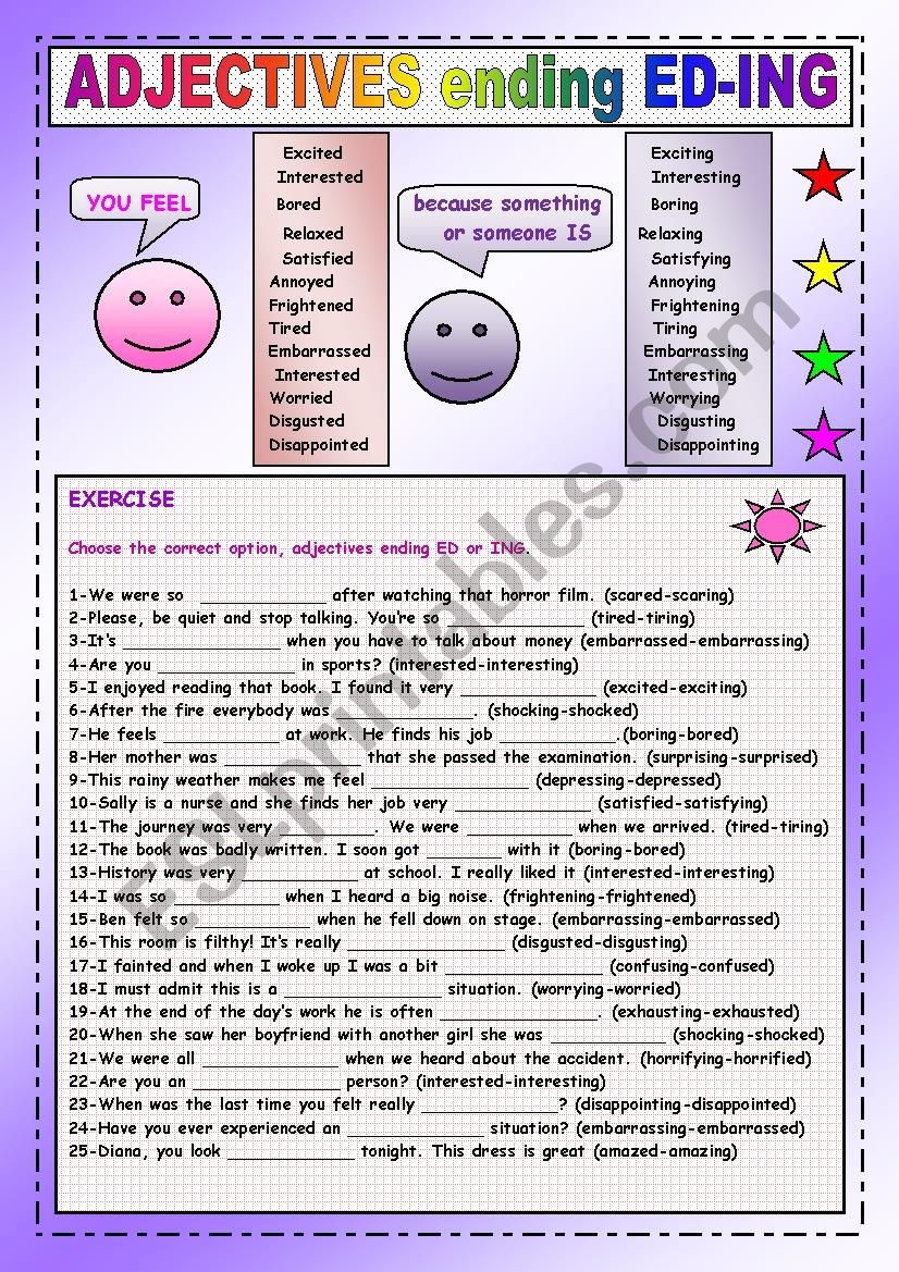 Interested Interesting Grammar Worksheets Interested Interesting Grammar Worksheets