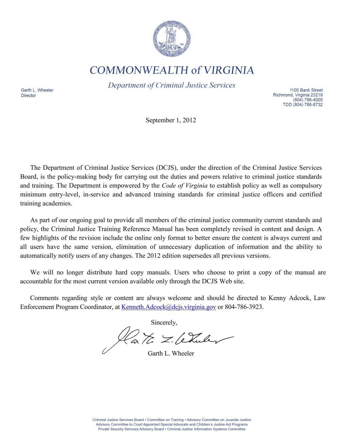 Virginia Criminal Justice Training Reference Manual