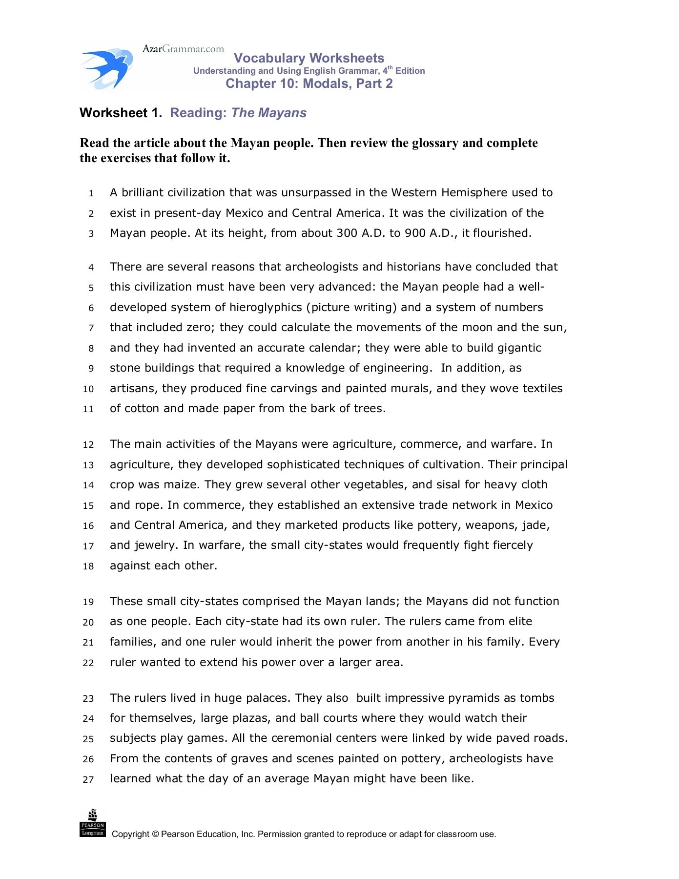 Vocabulary Worksheets AzarGrammar Vocabulary Worksheets AzarGrammar