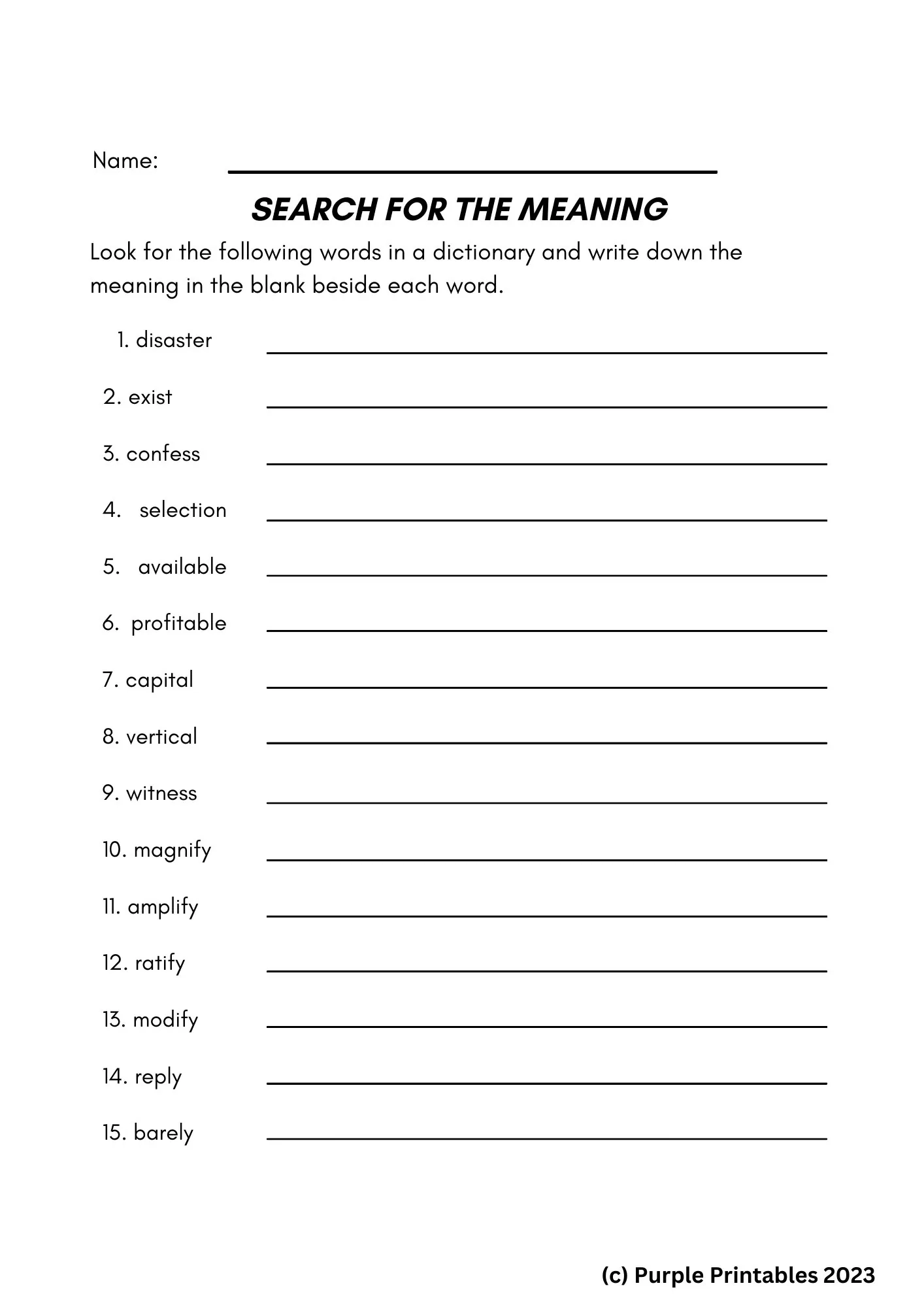 Vocabulary Worksheets For 9 10 year olds Year 5 English Learning Home Education School Teacher Homework Lessons Practice Etsy