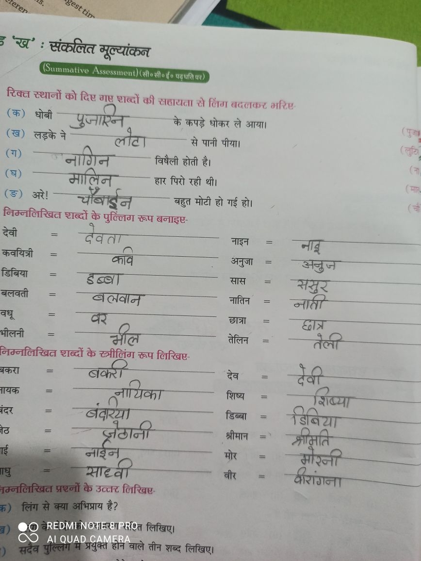 Class 6 Hindi Grammar Worksheets