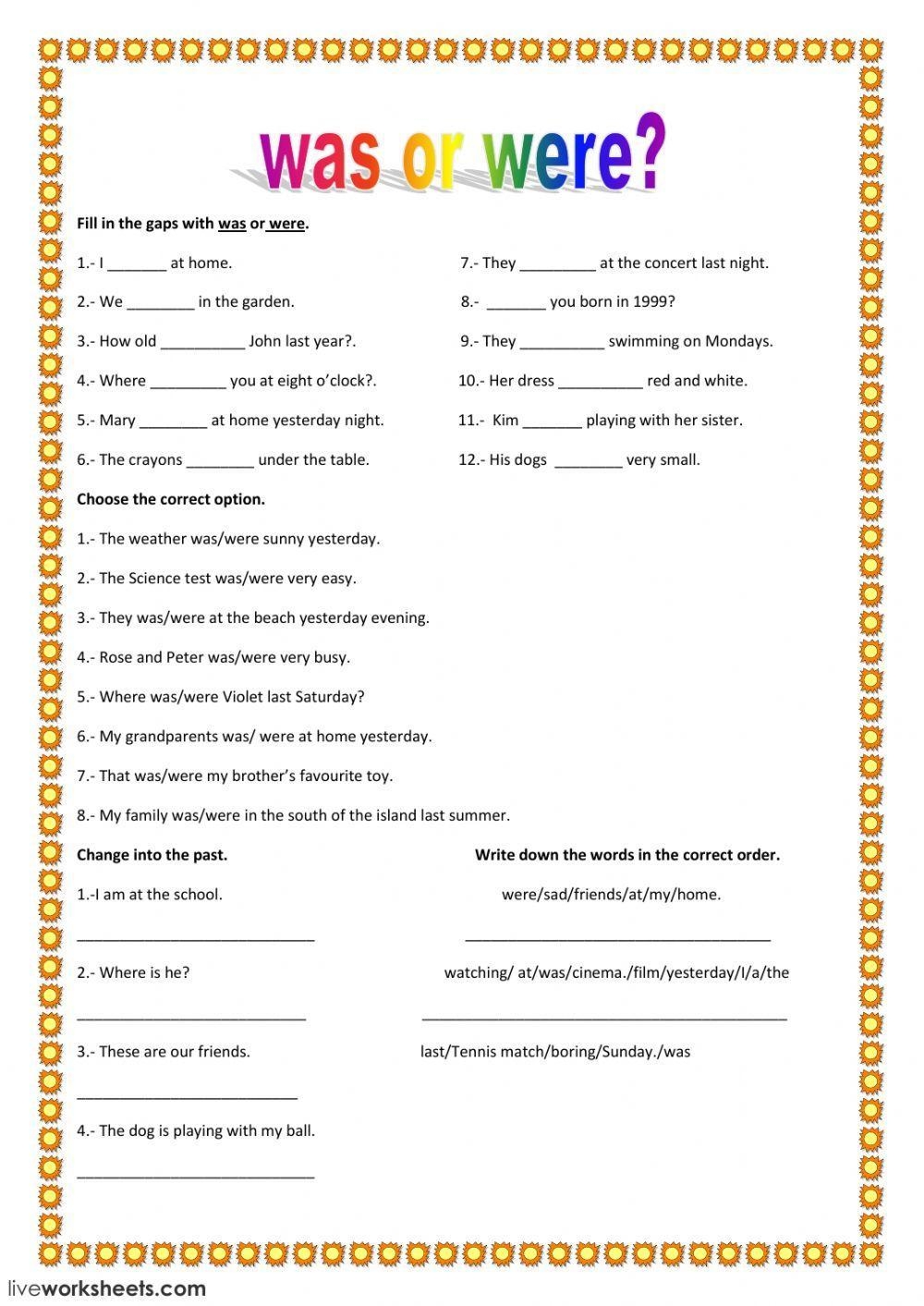 Was were Free Interactive Worksheets 46872 Was were Free Interactive Worksheets 46872