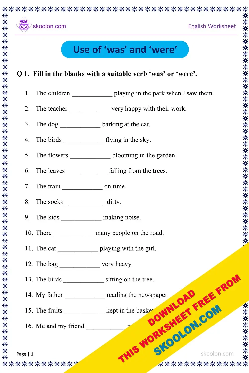 Is Are Was Were Grammar Worksheets Is Are Was Were Grammar Worksheets