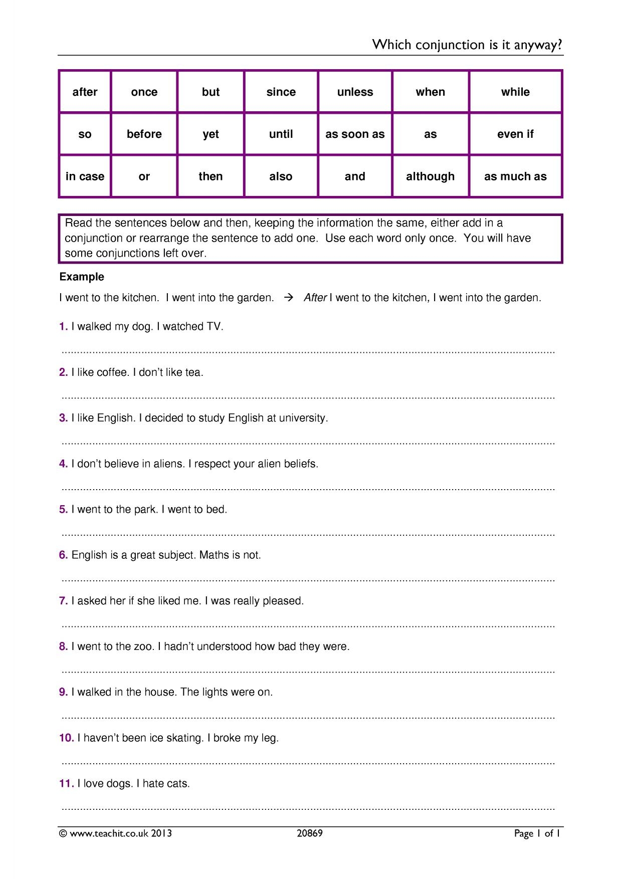 Which Conjunction Is It Anyway Worksheet KS3 4 English Teachit Which Conjunction Is It Anyway Worksheet KS3 4 English Teachit