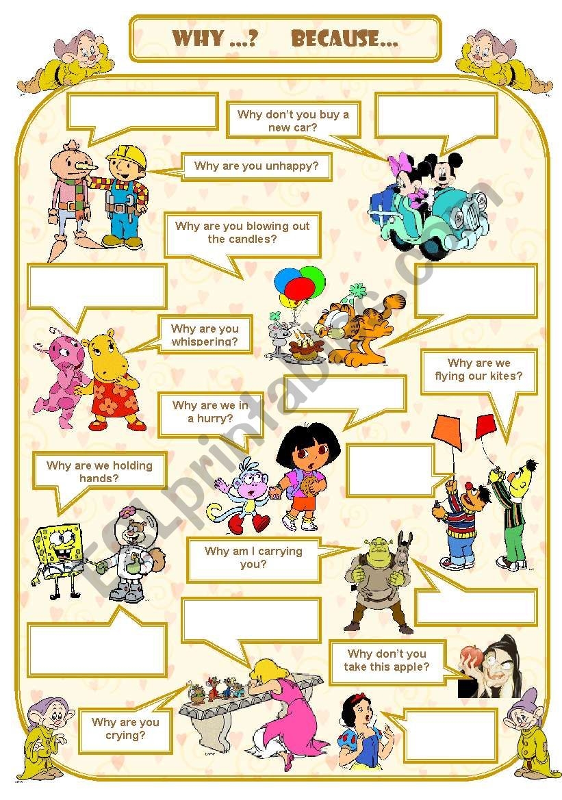 WHY BECAUSE ESL Worksheet By Jecika WHY BECAUSE ESL Worksheet By Jecika