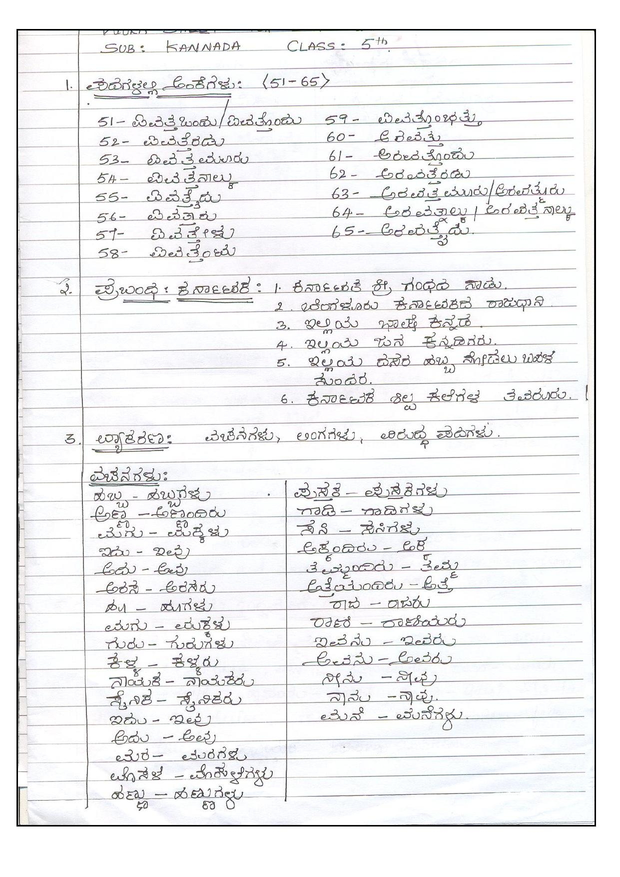 Kannada Grammar Worksheets For Class 5