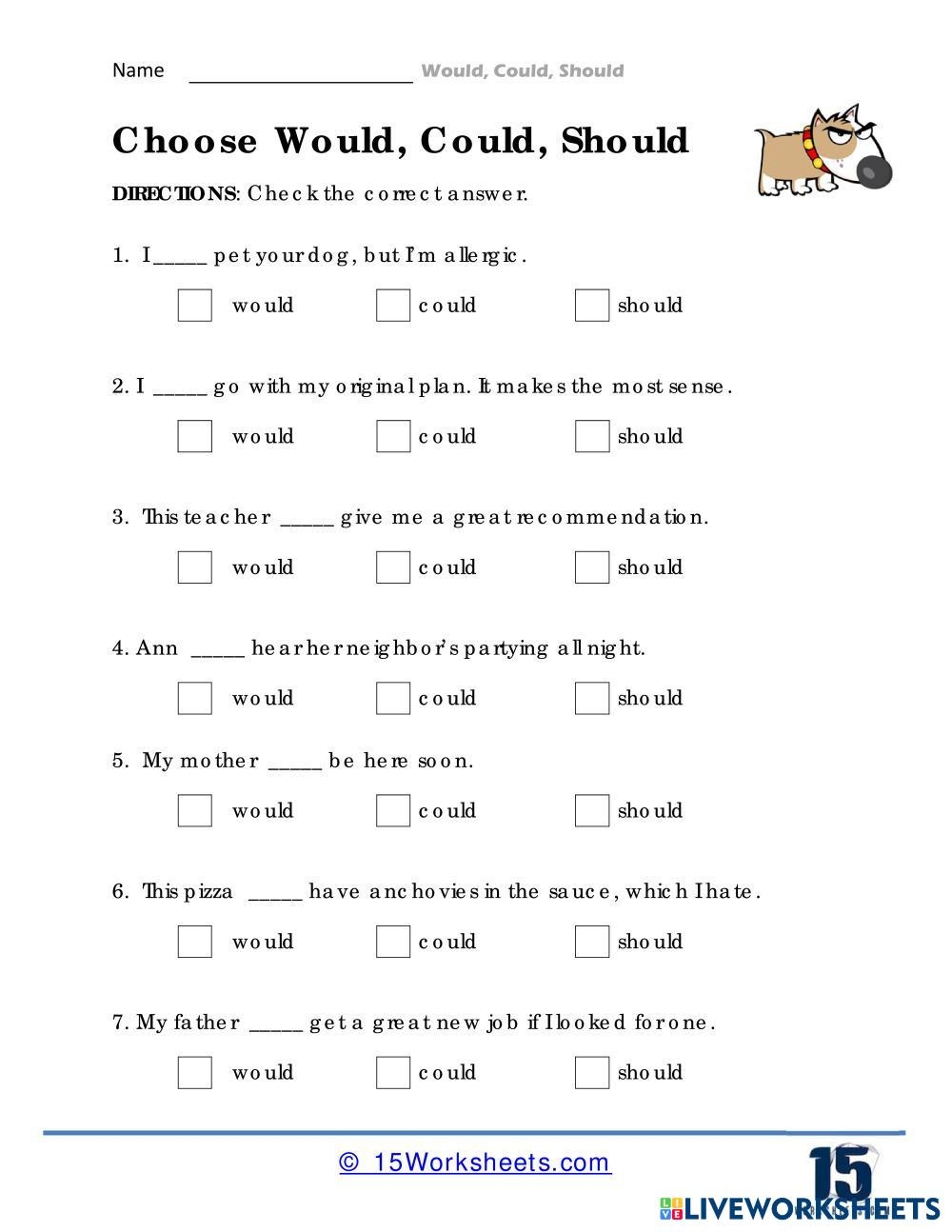 WOULD COULD S Free Interactive Worksheets 7734039