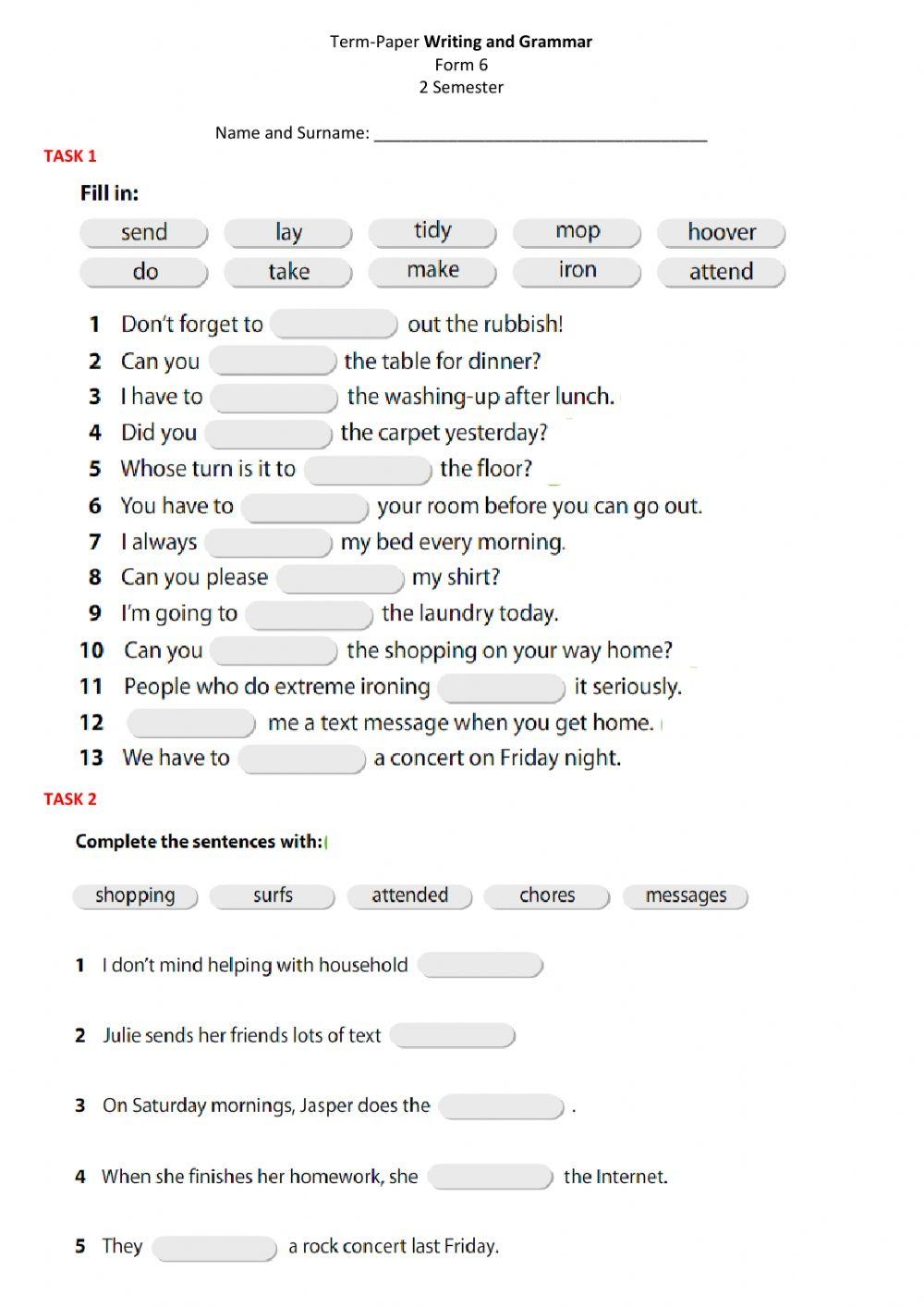 Grammar And Writing Worksheets
