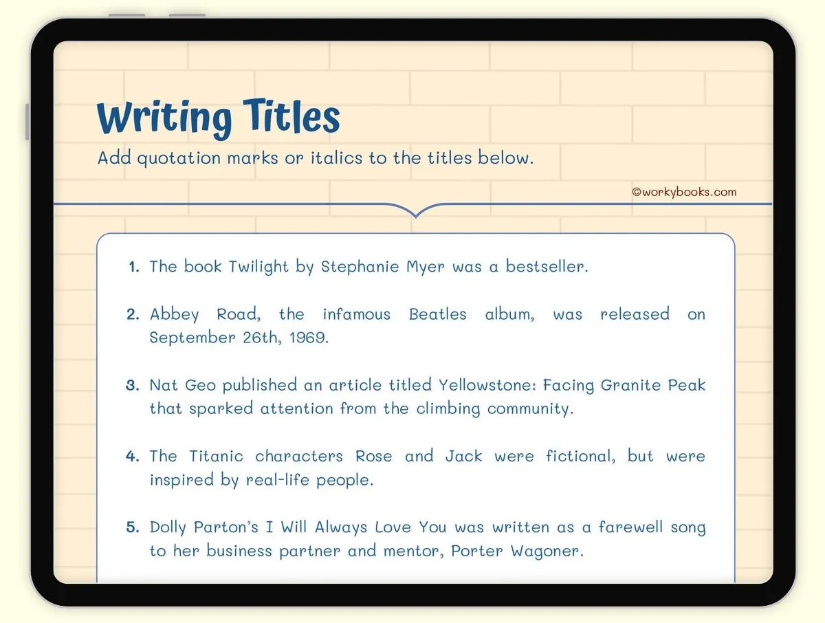 Writing Titles With Punctuation Worksheet L 5 2 D L 5 2 Writing Titles With Punctuation Worksheet L 5 2 D L 5 2