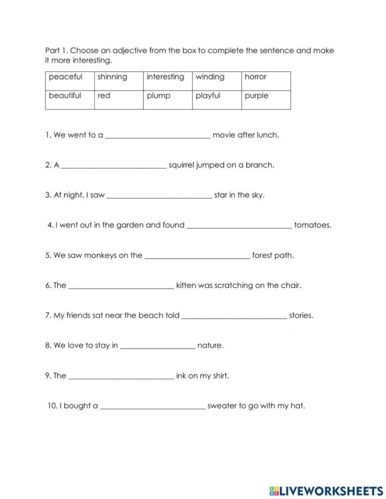 Year 3 ENGLIS Free Interactive Worksheets 1220647