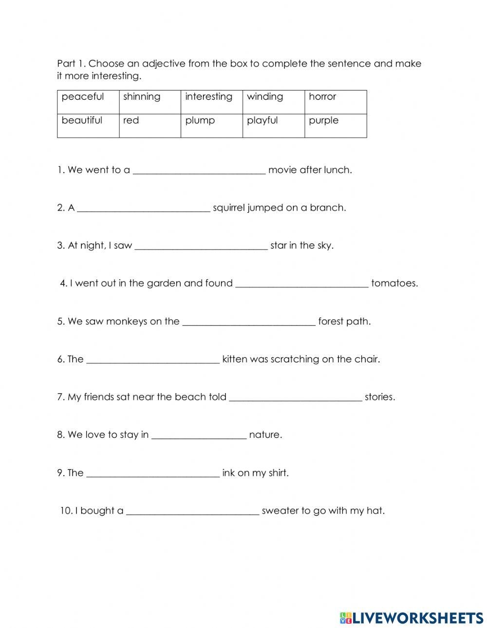 Year 3 ENGLIS Free Interactive Worksheets 1220647