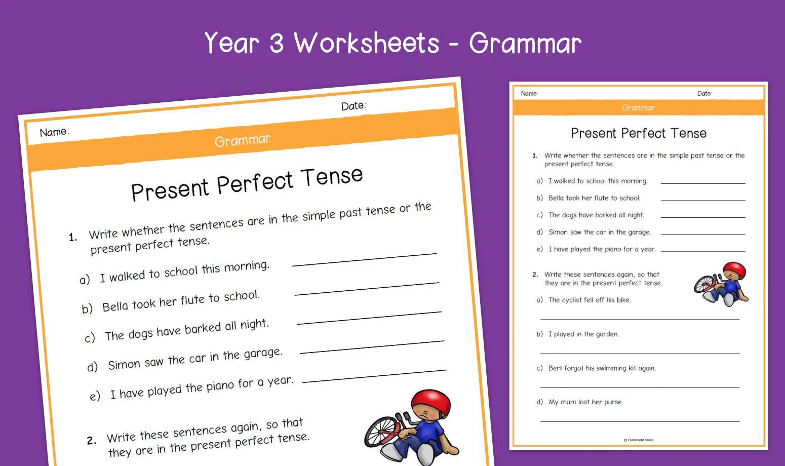 Year 3 Present Perfect Tense Worksheets KS2 Grammar Primary English