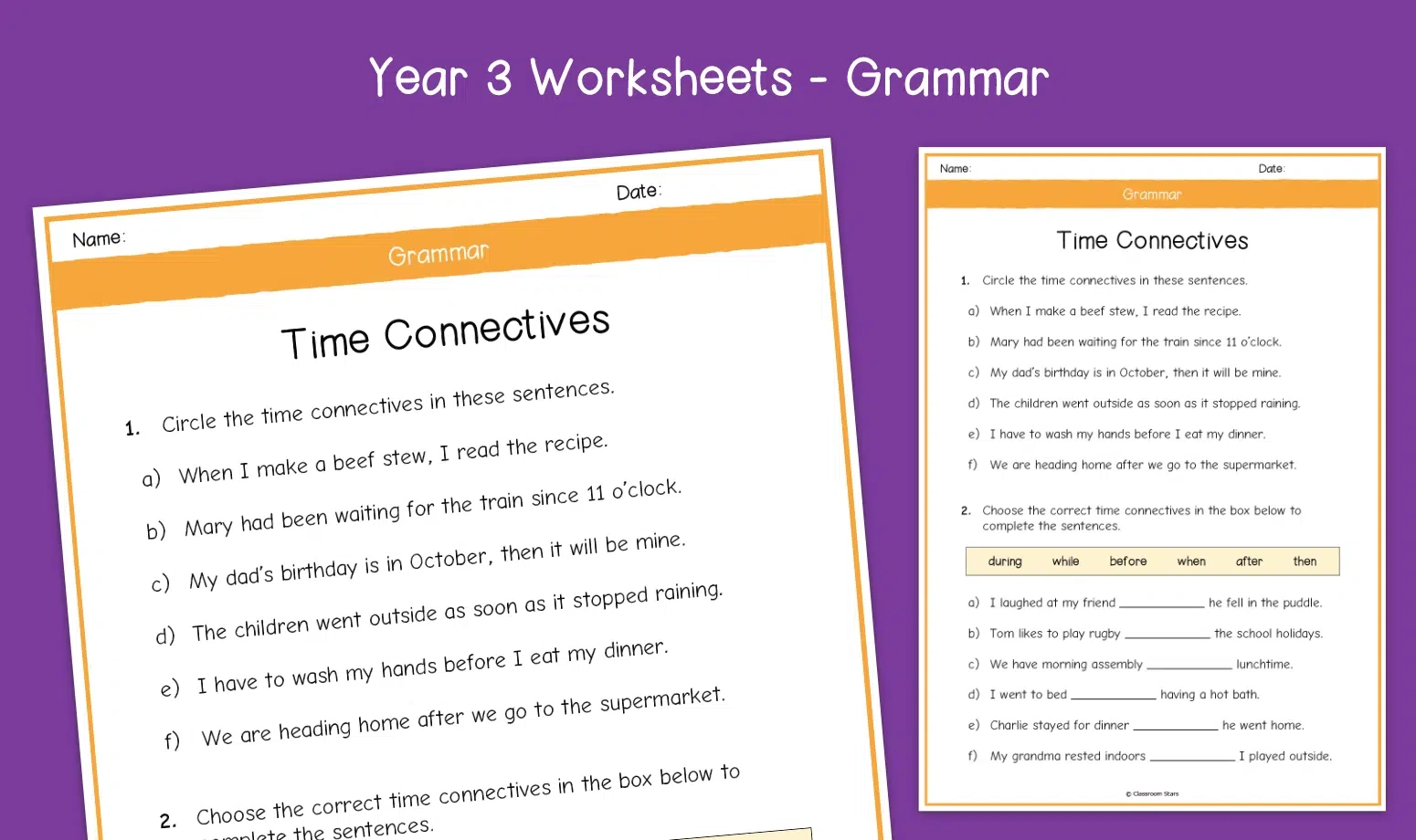 Year 3 Time Connectives Worksheets KS2 Writing Grammar Primary English Year 3 Time Connectives Worksheets KS2 Writing Grammar Primary English