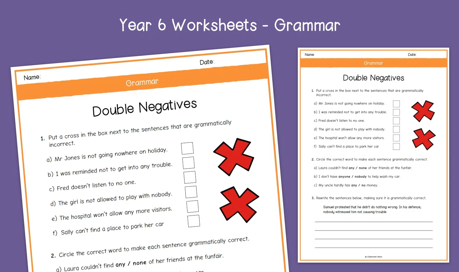 Year 6 Double Negatives Worksheets KS2 Grammar Primary English Year 6 Double Negatives Worksheets KS2 Grammar Primary English