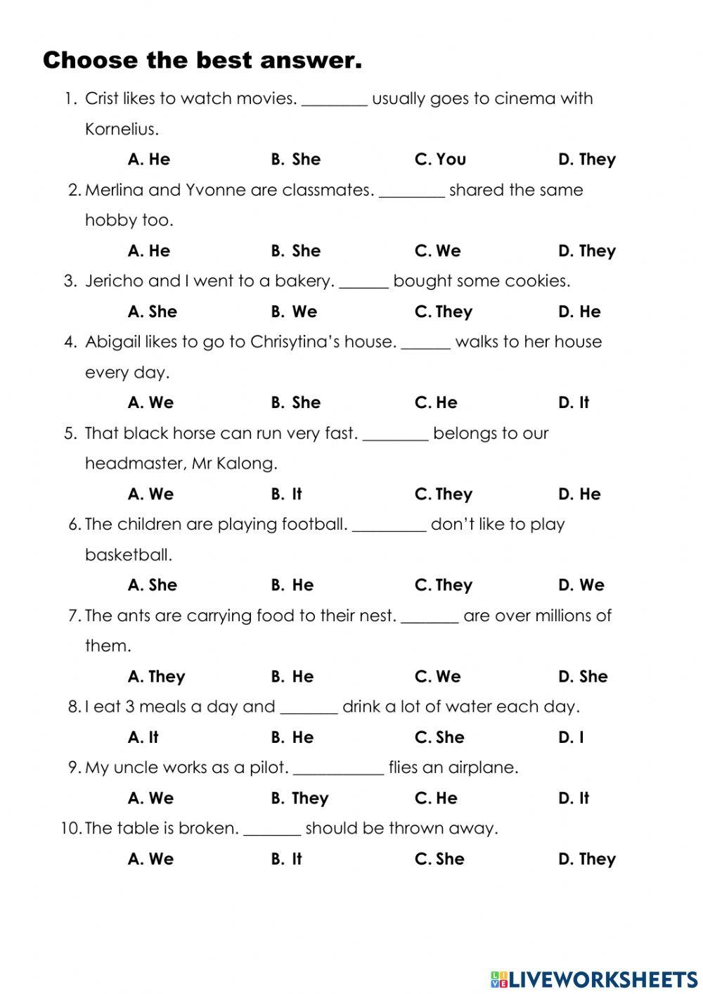 Level 6 Grammar Worksheets