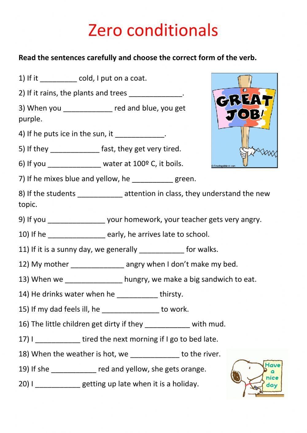 Zero Conditiona Free Interactive Worksheets 282540 Zero Conditiona Free Interactive Worksheets 282540