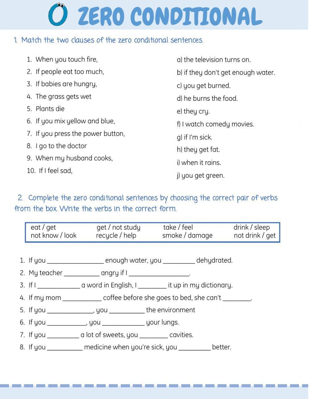 Grammar Worksheet Zero Conditional Grammar Worksheet Zero Conditional